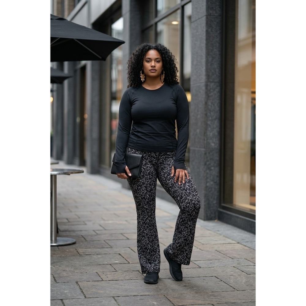 Fabletics PureLuxe Leopard Print Flare Leggings 2X Crossover Waist Yoga Pants